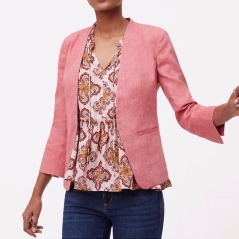 NWT Loft Salmon 3/4 Sleeve Linen Blazer Size 2